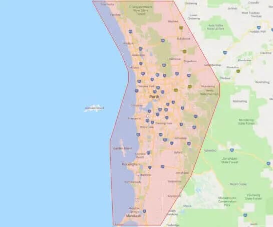 Magic Dry Carpet Cleaning Perth service map 1
