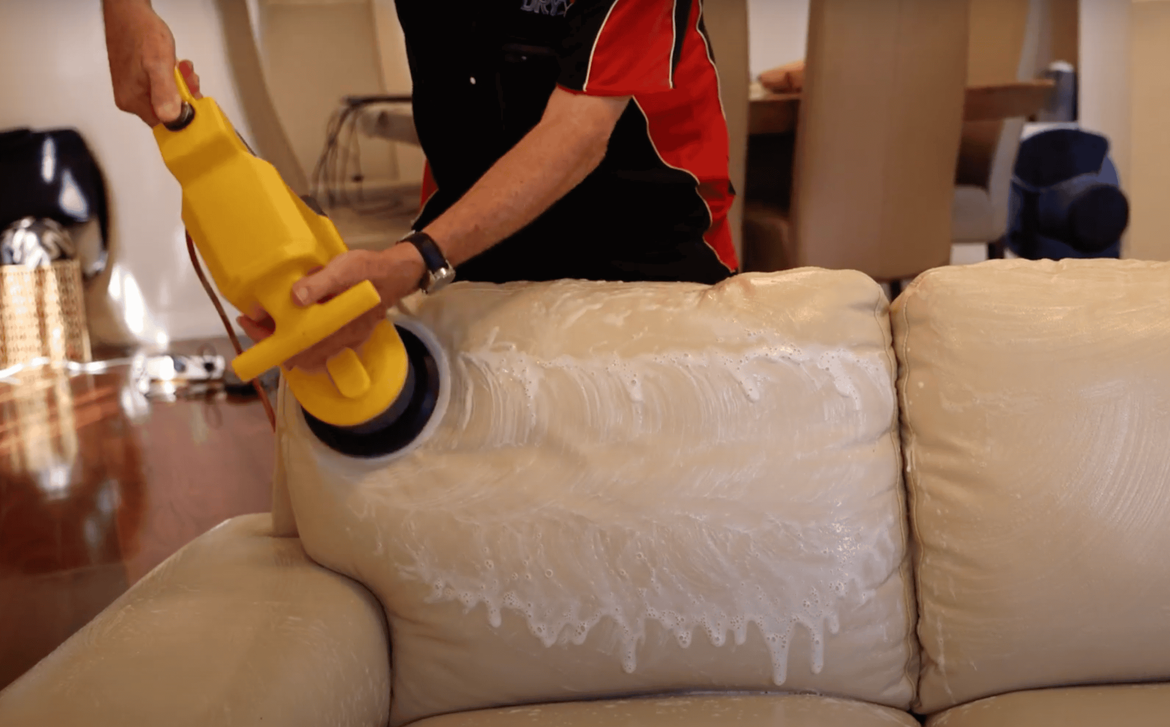 Leather couch cleaning